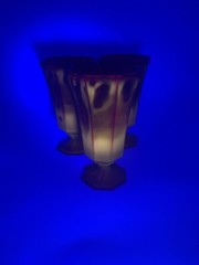 MCM Octagonal Ruby Amber Yellow Cadmium Orange Gothic Viking Water Goblets Set