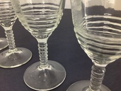 Vintage Federal Optic Stem Cocktail Glass Banded Laurel Leaf Pattern 145R-1