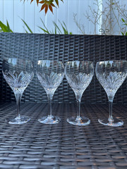 Rare Set of 4 Atlantis Chartres Crystal Water / Wine Goblets Made in Portugal