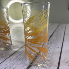 Vintage 1970s Set of (4) Libbey Golden Harvest Wheat Tall 16oz Tumbler Glasses.