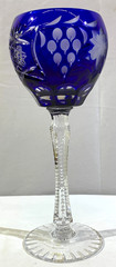 Single NACHTMANN TRAUBE Tall Hock Wine 8 1/4″ Cobalt Blue Cut to Clear Crystal
