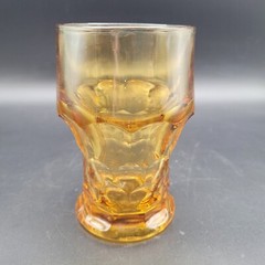 Anchor Hocking Georgian Glass Paneled Tumbler Amber Gold 5″