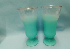 8 Vintage MCM Blendo Frosted Briliant Colors Parfait Glasses Gold Rims