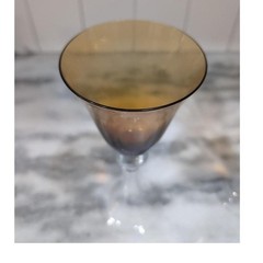 Amber Ombre Wine Goblets, Set of 2, Vintage Stemware, Ball-Knob Stem, Drinkware