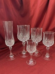 Cristal d’Arques Longchamp Set of 5 Champagne Water Wine Sherry & Cordial Qty Av