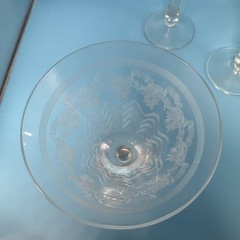 Vintage Bryce Brothers Needle Etched Cocktail Glasses #854-1 Wavy Loop Pattern