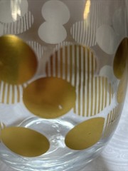 Vtg MCM High Ball Glass Clear With Gold Polka Dots Barware