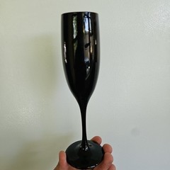 Black Art Glass Elegance 8.75” Tall Stem Champagne Glass