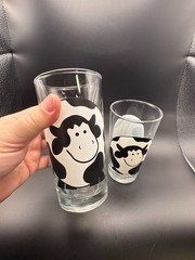 Firna Rotund Cow Drinking Glasses Black White Farmhouse Tumblers – Set of 2