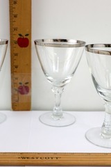 Fostoria Crystal Wedding Ring Platinum Trim 4 Piece 6 1/4″ Water Goblets 1953-75