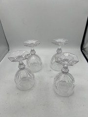 4 Crystal Hand Cut Glass Water Goblet Elegant, 5 7/8″ Tall X 3″ Diameter