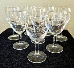 Set of 8 Vintage French Etched Crystal Cordial Glasses | Laurel Leaf | 4 7/8″