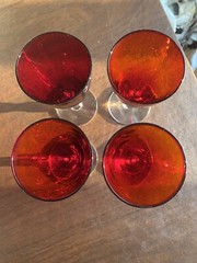 4 Ruby Red Wine/Cordial 5 1/4 in clear stemmed glasses Holiday Cheer!