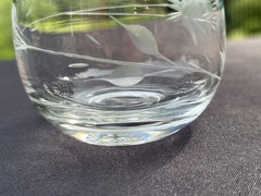 Set of 6 Schott-Zwiesel Clear Gray Cut Vintage Rose 5oz Roly Poly Glasses EUC