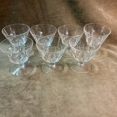 1940s Fostoria glass crystal Dolly Madison cut panel design oyster Cocktail Lot