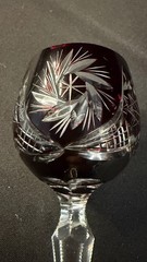 VInatge Set of 4 Ruby Red Cut to Clear Hungarian Wine Goblets