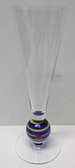 Orrefors Orlando Blue & Yellow Champagne Flute Glass Ball 8 3/4″