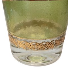 Culver Starlyte Highball Glasses Green Clear 22K Gold Three 5.5″ X 2.5″ VTG MCM
