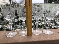 Tiffin PARKWOOD Cut Glass Water Goblets Set of 4 Ornate Fancy Cutting