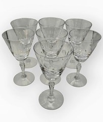 Vintage Fostoria Sweetheart Rose #877 Cut #6092 Stem Wine Glasses – Set of 7