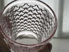 Neiman Marcus Bistro Weave Pink Old Fashioned Glass Tumbler 4” Houndstooth