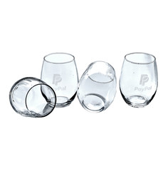 PayPal Wine or Drinking Glasses Rounded Drinking Tumblers, Wine Glass Set (4)