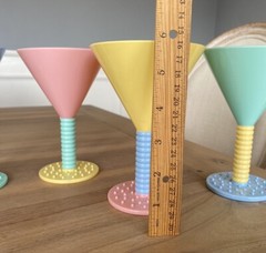 Memphis Design Martini Glasses Plastic Outdoor – Art Deco Style Pastel Set of 4