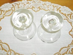 Vintage 25th WEDDING ANNIVERSARY 4″ Clear Stemmed Glasses ~ Set of 2 ~