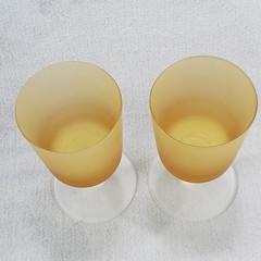 Set of 2 MCM Frosted Amber Gradient Colored Footed 5 3/8″ Tall Glasses