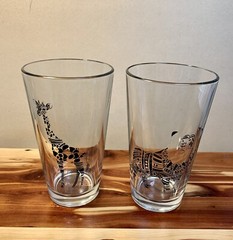 Set of 2 Vintage Safari 12oz Tumblers : Giraffe And Lion