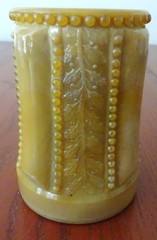 *HOLLY BEADED PANELS CARAMEL SLAG 12 OZ TUMBLER JOE ST. CLAIR-B126-E