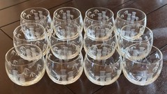 Noritake Sasaki Bamboo Etched Crystal Glasses Cocktail Whiskey Set Of 12