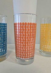 Libbey Glass Tumblers RARE Vintage MCM Original Dot Pattern Set Of 4