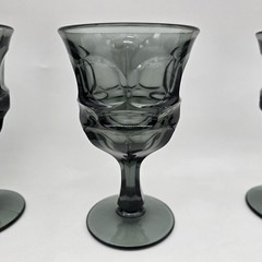 Vintage Fostoria Argus Goblets Wine Glasses Set of 4 Smoke Gray