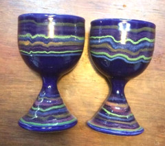 Vermont Pottery. Set of 2 Ceramic Pottery Goblets. Vibrant Colors.
