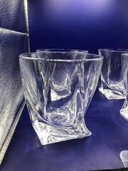 4 Mikasa Crystal Motion 3-3/4″ Double Old Fashioned Whiskey Twist Rock Glasses