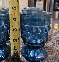 Vintage Colony Glass Whitehall 4 3/8” Riviera Blue Cubist Juice Tumbler Set of 6