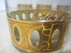 Lot of 4 MCM Lowboy Whiskey Glass Culver Antigua 22kt Gold Trim