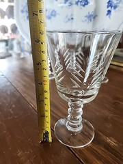 4 MCM Pedestal Stemware Etched Wine – Water Dtinking Glasses Goblets