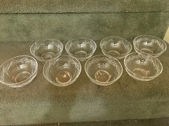 Set 8 Val St. Lambert Imperial Signed Cut Crystal Star Dessert Bowls Cups Vintge
