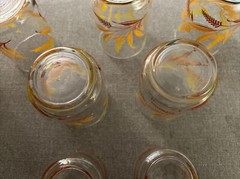 Libbey Golden Yellow Wheat Brown Amber Glasses Set 5 12oz & 2 6oz juice MCM VTG