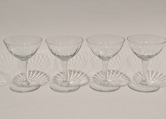 Champagne Cocktail Crystal Glasses Optic Panel Mid-Century Modern Set/4 Vintage