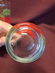 Vintage 1950s Clear Tomato Juice Glasses Red & Green 4” kitchenware Set of 2