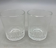 Vintage crown royal Libbey Glass Tumblers Set 2 Clear Ribbed Design Heavy Base