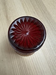 Carnival Glass Tumbler Field Flower Pattern Imperial Glass IG Red Iridescent