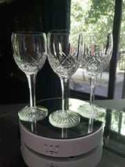 (3) Wine Glasses 6-7/8″ Goblets, Cut Clear Crystal Edinburgh Montrose Signed
