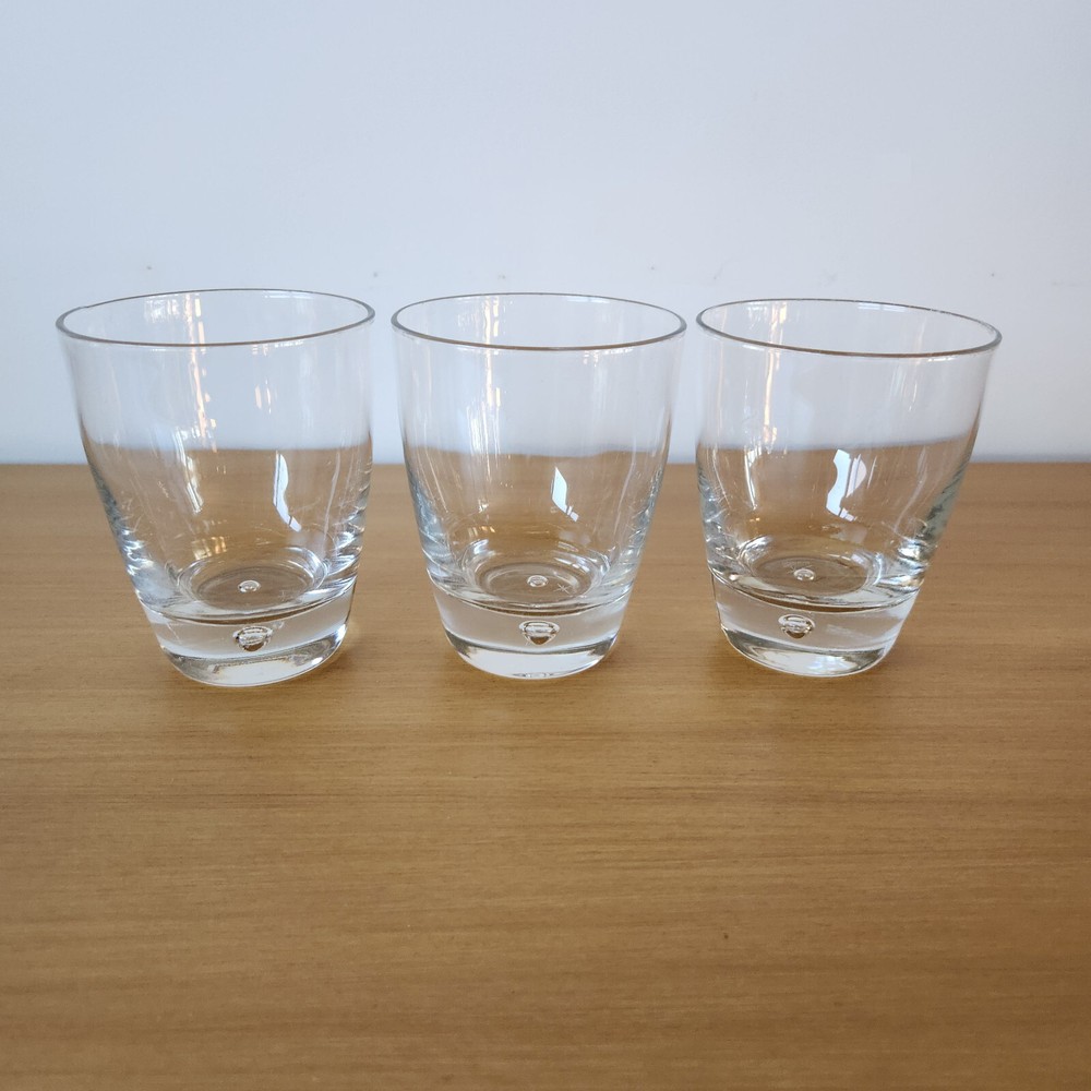 3 Bormioli Rocco DOF Double Old Fashioned Glasses Luna Collection Bubble in Base