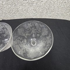 Vintage Etched Champagne Crystal Glasses Pair Clear Floral Rococo Stem Decor