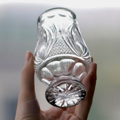 Old Fashioned Vintage Shot Wine Glass 6oz Hand Cut Grey For Soju Brandy Cocktail