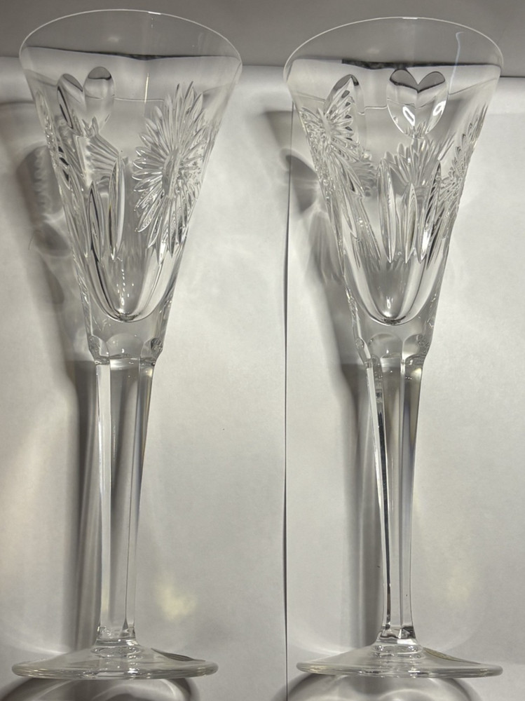 Waterford Millennium 5 Universal Toasting Flutes Pair New in Box 104908 9.25×3.5